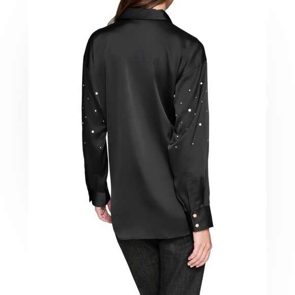 KARL LAGERFELD PARIS Studded Satin Shirt - Picture 2 of 4